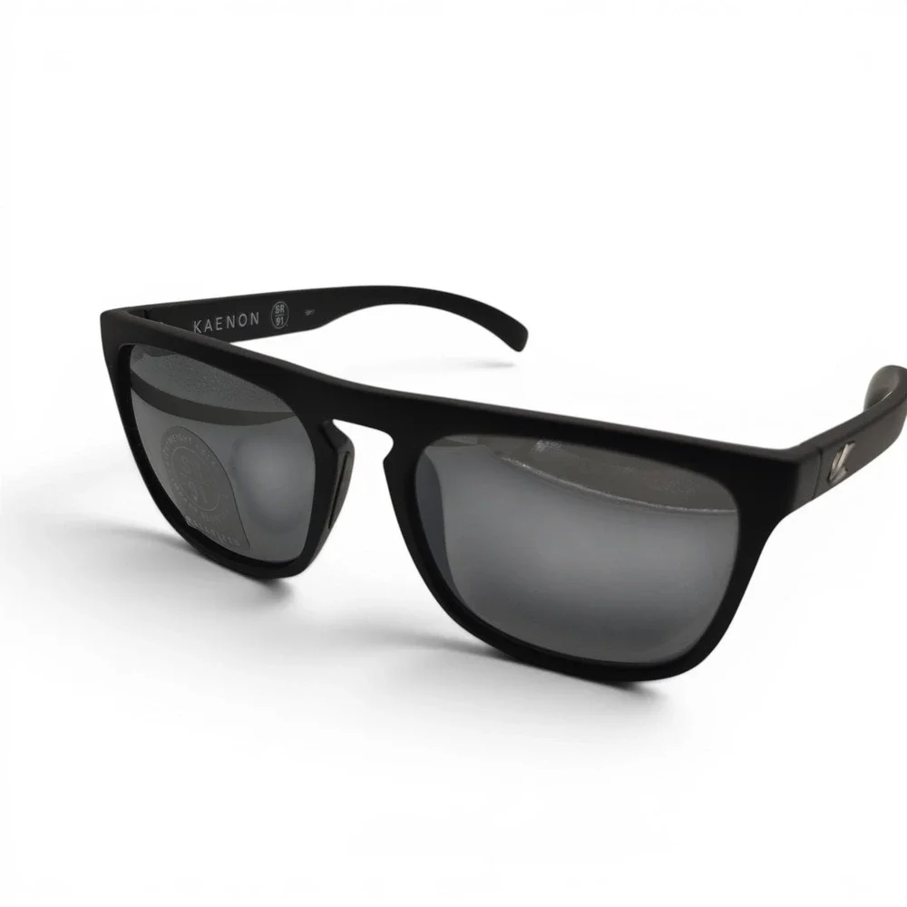 Kaenon Mens Leadbetter Sunglasses Matte Black Polarized SR-91 Square 55-19-139
